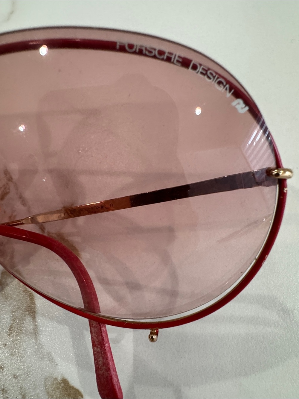 Porsche Design Red and Gold Aviator Sunglasses - Picture 6 of 13